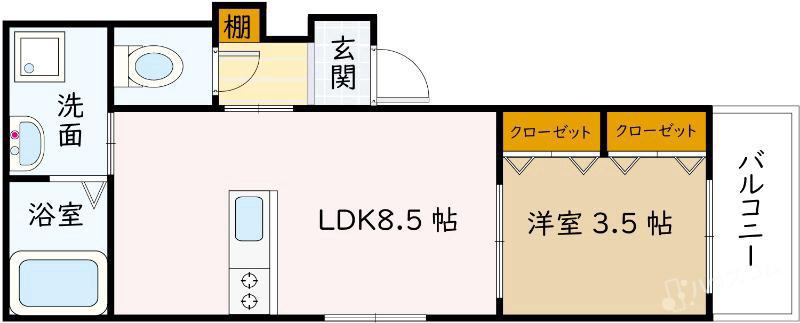 ファインスクエア音大幸町(1LDK/3階)の間取り写真
