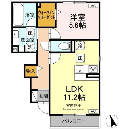 アンティエーヌ トリシア(1LDK/1階)の間取り写真