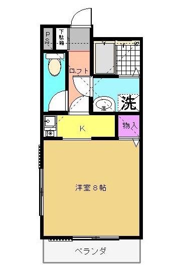 アミティーコートC(1K/2階)の間取り写真