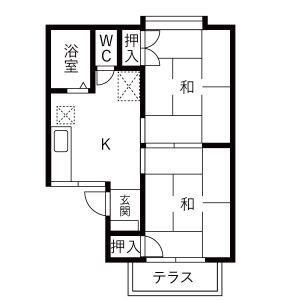 イーストパーク佐野 A(2K/1階)の間取り写真