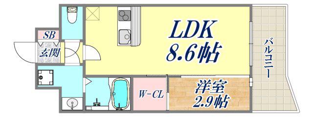 セレニテ神戸駅前アリエ(1LDK/2階)の間取り写真