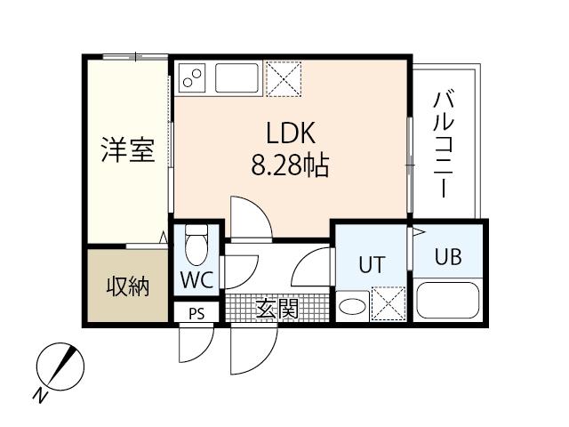 トラスティレジデンス地御前西館(1LDK/3階)の間取り写真