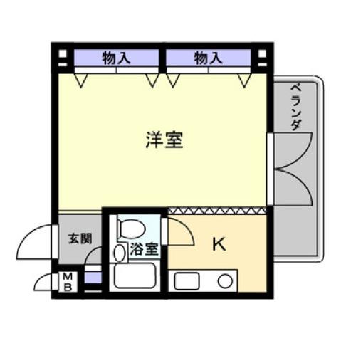 サンプラザベビードール(ワンルーム/3階)の間取り写真