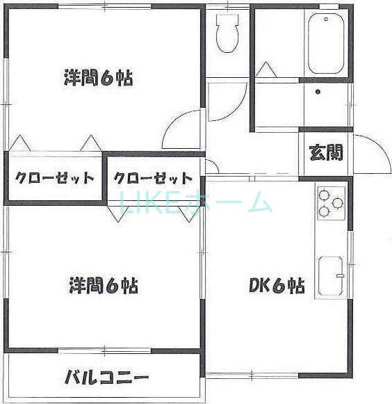 ペアーヒルズB(2DK/1階)の間取り写真