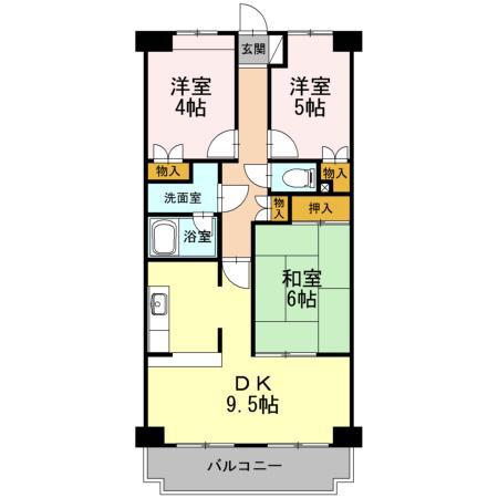AMOURナメリ(3LDK/3階)の間取り写真
