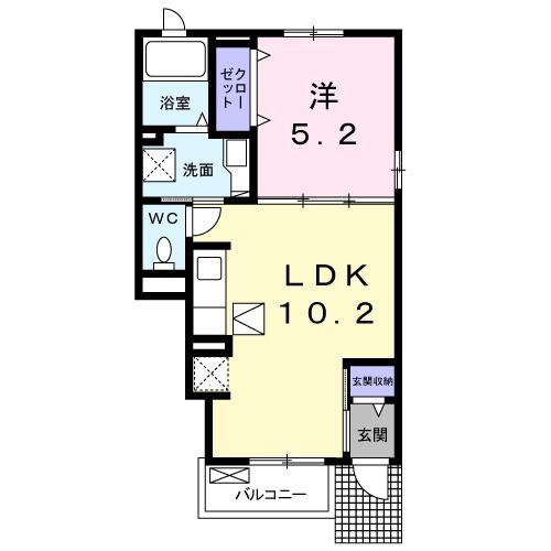 ボニート(1LDK/1階)の間取り写真