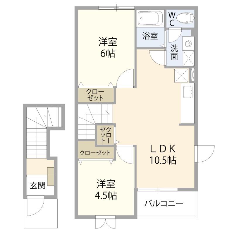 カーザ・ジョバーネ(2LDK/1階)の間取り写真