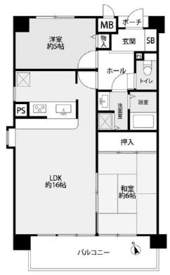 セザール第二西神戸(2LDK/3階)の間取り写真