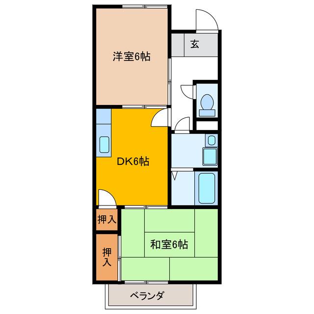 メゾンエクセル土田(2DK/2階)の間取り写真