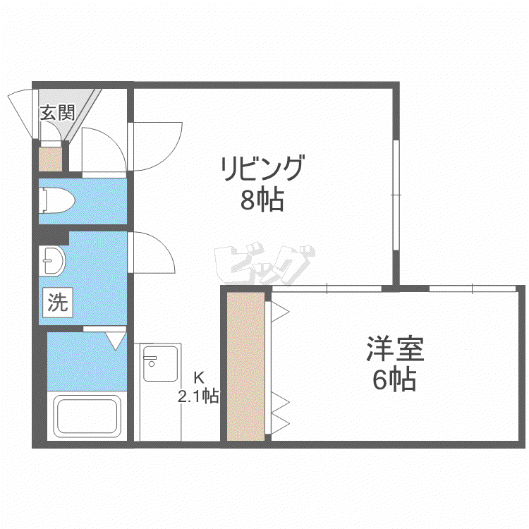 グラン南郷(1LDK/1階)の間取り写真
