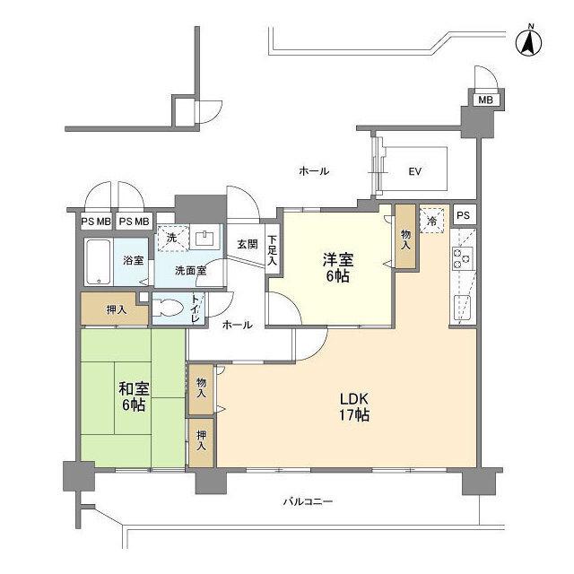 アムール香椎駅南(2LDK/7階)の間取り写真