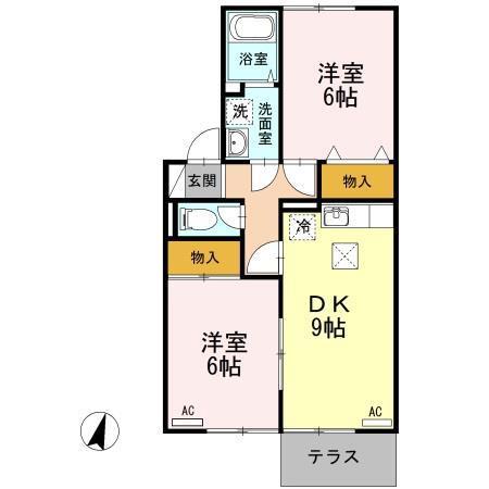 グランメール大野(2DK/1階)の間取り写真