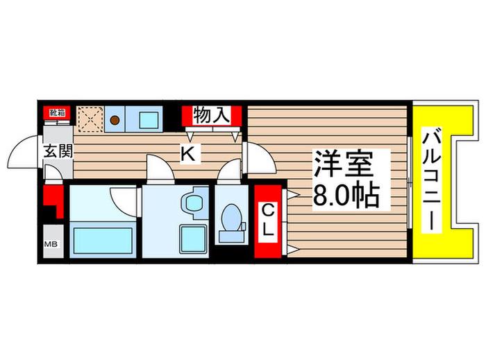 パールコート(1K/4階)の間取り写真