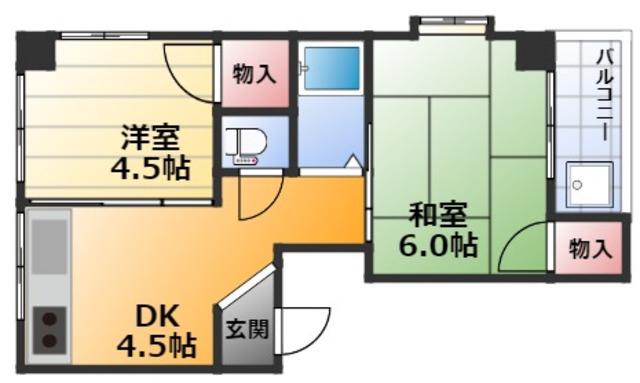 グリーンコート258(2DK/2階)の間取り写真