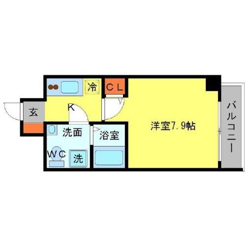 SERENITE江坂四番館(1K/4階)の間取り写真