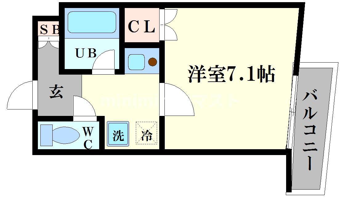 ドエル堀江南(1K/3階)の間取り写真