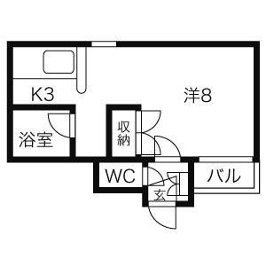 グランドール南郷13丁目(1K/3階)の間取り写真