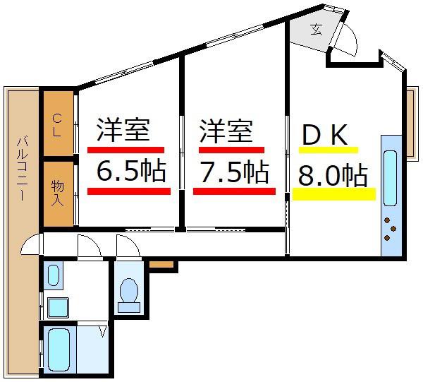 阿久津荘(2DK/1階)の間取り写真