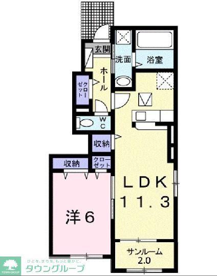 フィオーレガーデンI(1LDK/1階)の間取り写真