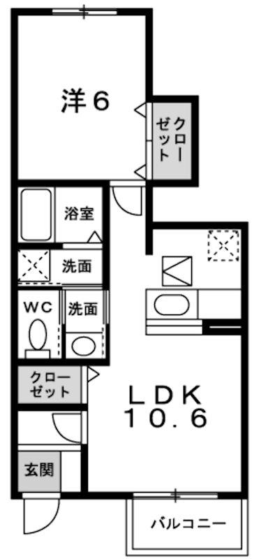メゾンオルタンシアII(1LDK/1階)の間取り写真