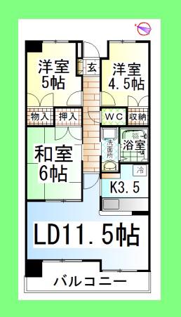 クラロⅡ(3LDK/5階)の間取り写真