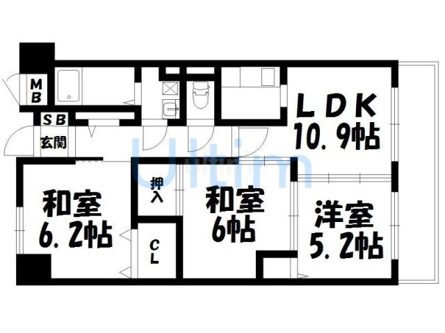 グレートシティ(3LDK/4階)の間取り写真
