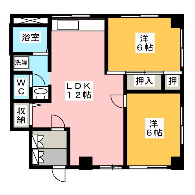 キャッスルグロー西川口(2LDK/1階)の間取り写真