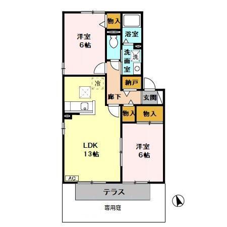 ビスタコート(2LDK/1階)の間取り写真