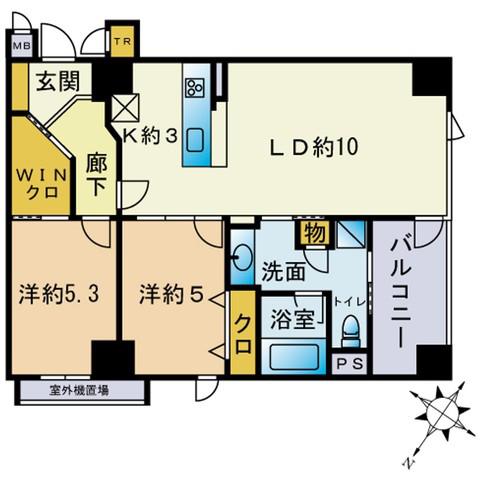 アクロス薬院レジーナガーデン(2LDK/2階)の間取り写真
