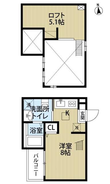 COZY LOFT(ワンルーム/2階)の間取り写真