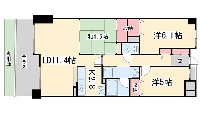 ネバーランド鞍馬口(3LDK/1階)の間取り写真