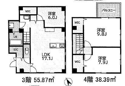 ディアレストステージ市川II(3LDK/3階)の間取り写真