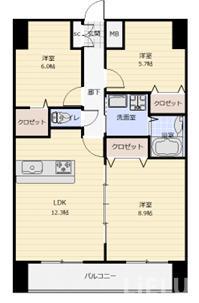 アークデュオ仙台苦竹(3LDK/4階)の間取り写真