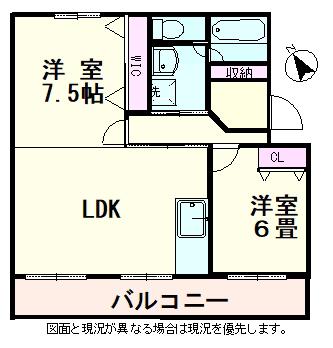 中畑ハイツ(2LDK/1階)の間取り写真