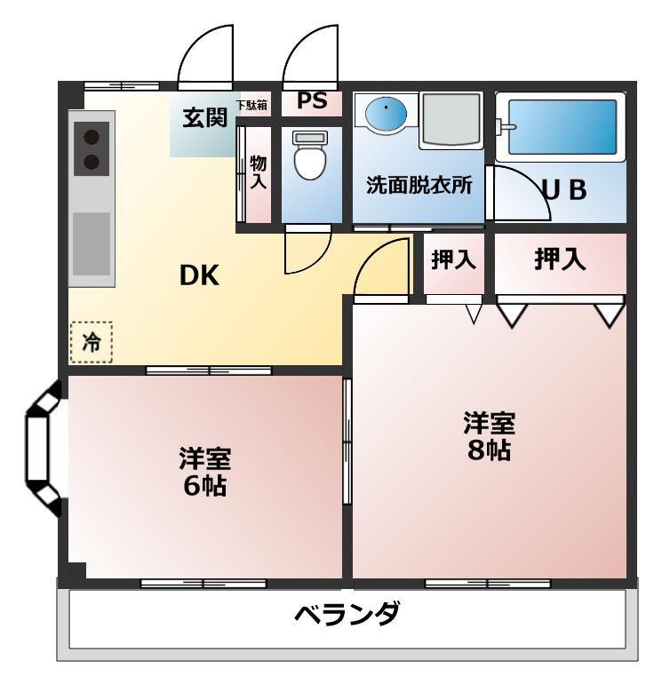 アークコート(2DK/1階)の間取り写真