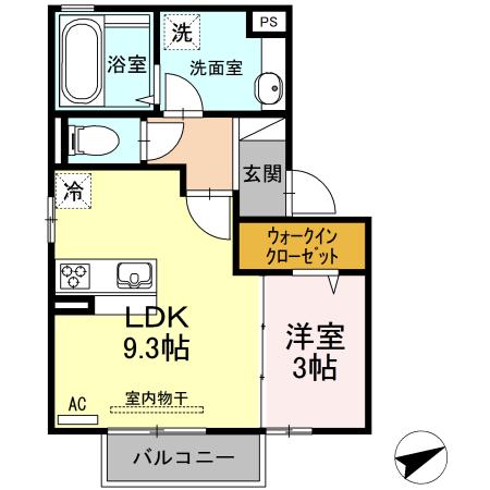 アンジュ三番街(1LDK/2階)の間取り写真