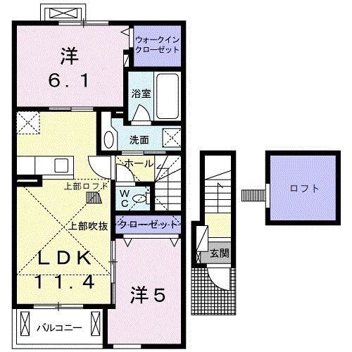 スキャット(2LDK/2階)の間取り写真