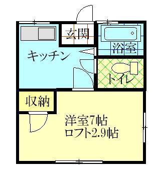 パステル拾番館(1K/2階)の間取り写真