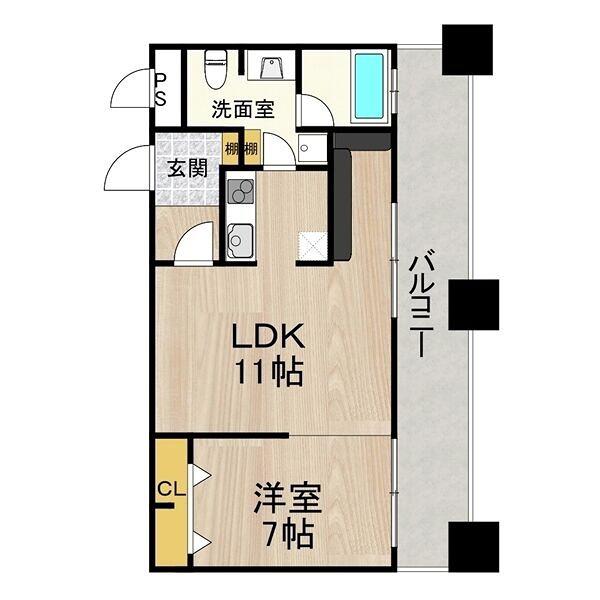 ラクメンビル(1LDK/5階)の間取り写真