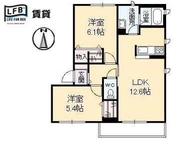 ラフィーヌ A(2LDK/3階)の間取り写真