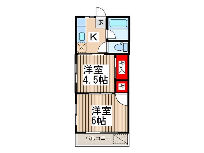 杉浦荘(2K/2階)の間取り写真