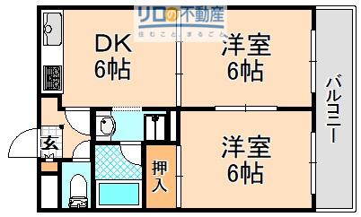 ド・ウェル瑞穂(2DK/2階)の間取り写真