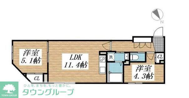 CREAL文京千石II(2LDK/2階)の間取り写真