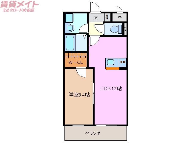 プレステージ千種B(1LDK/2階)の間取り写真