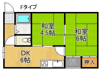キャピタル住之江公園(2DK/3階)の間取り写真