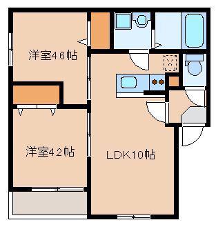 EMIS三苫(2LDK/2階)の間取り写真