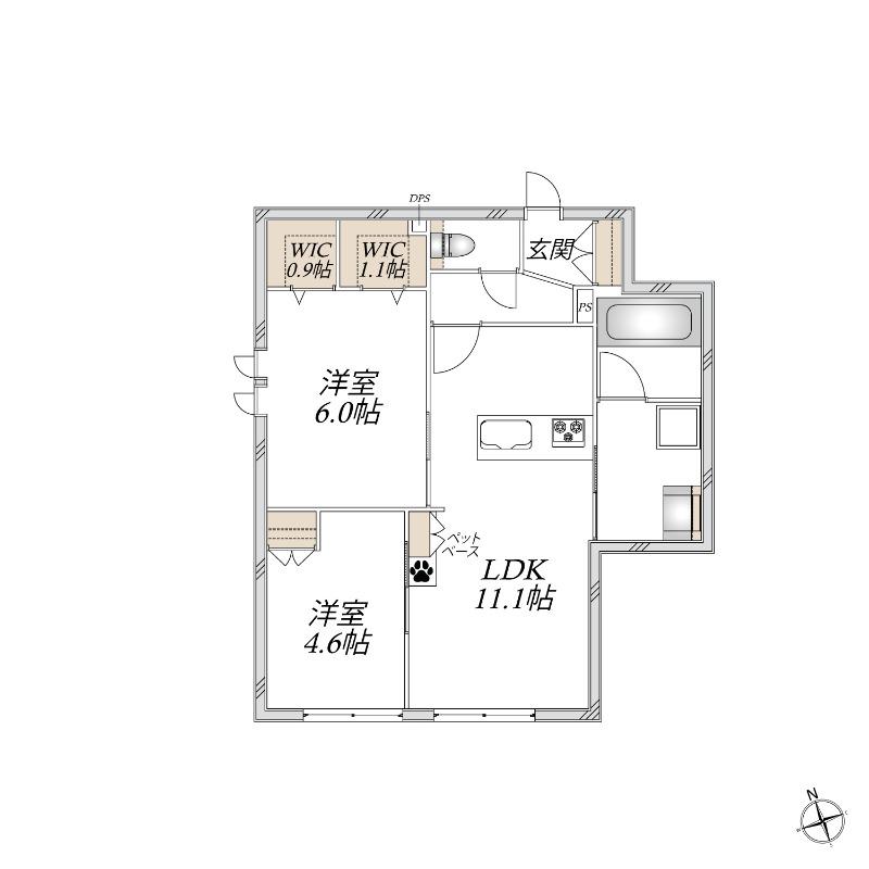 MAISON M(2LDK/1階)の間取り写真