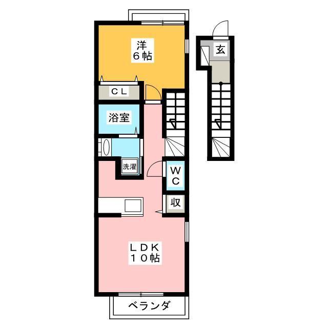 サングレイス(1LDK/2階)の間取り写真