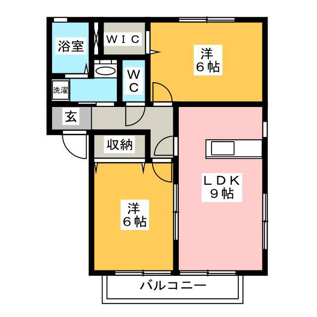 グランシャリオII(2LDK/2階)の間取り写真