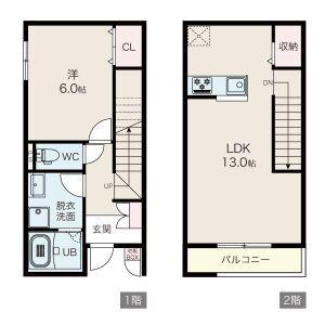 大垣市南若森 木造アパート(1LDK/1階)の間取り写真